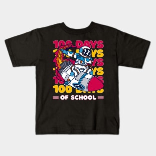 100 days of school typography featuring Astronauts dabbing on a rocket #3 Kids T-Shirt